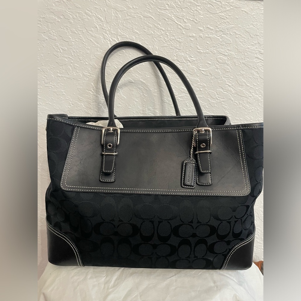 Authentic Coach leather and canvas black bag
